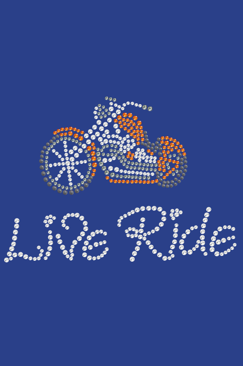 Live - Ride - Orange Motorcycle - Womens T-shirt