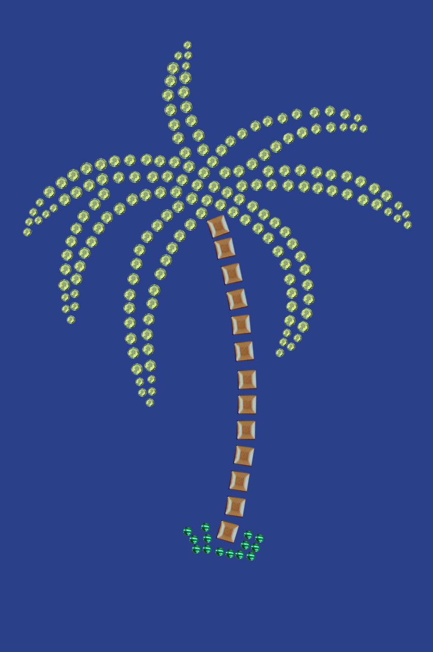 Palm Tree (Green Rhinestones) - Womens T-shirt
