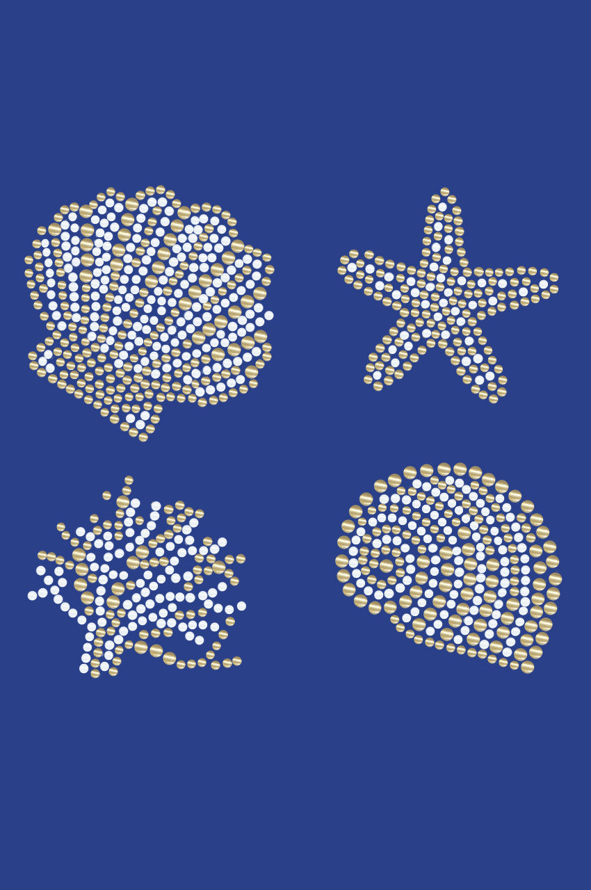 Gold & White Sea Shells - Bandanna