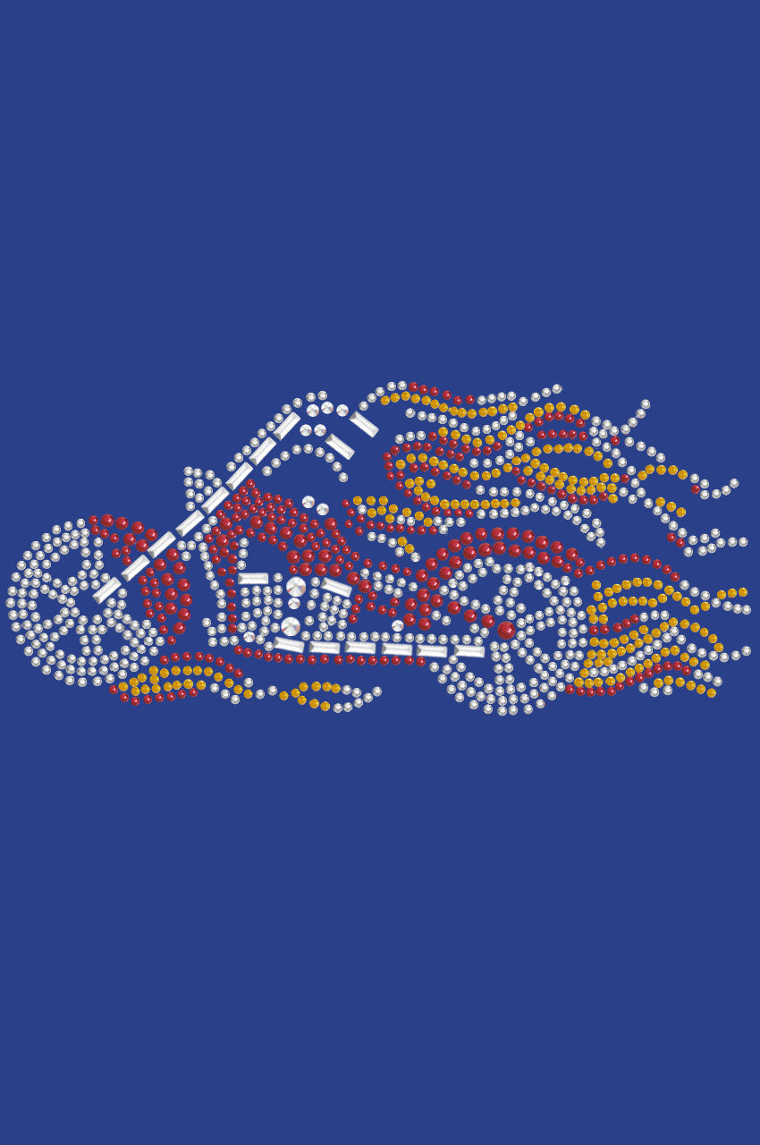 Motorcycle - Red with Flames - Womens T-shirt