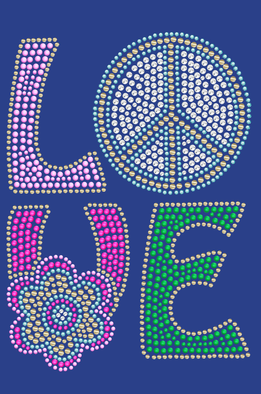 Love with Peace Sign & Flower - Womens T-shirt