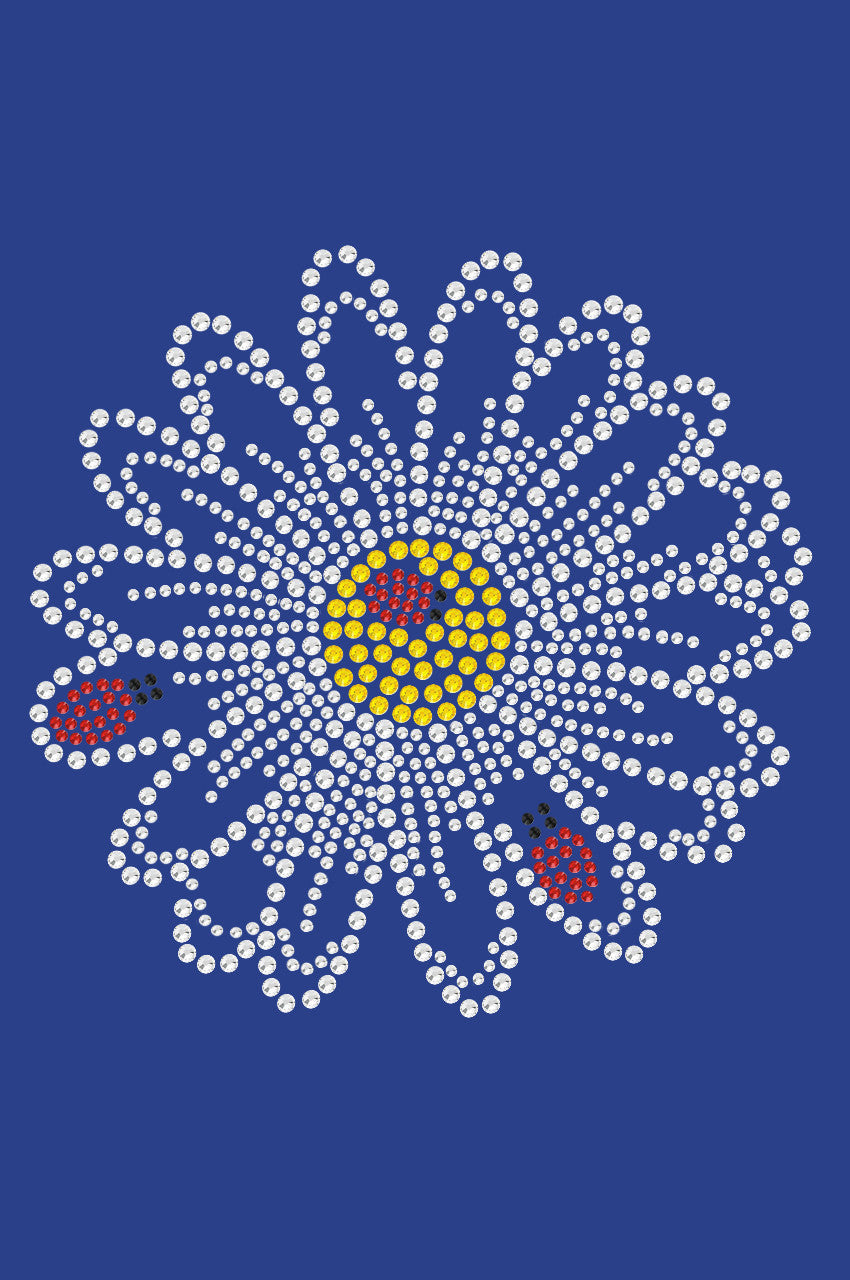 Large Daisy with Lady Bugs - Womens T-shirt