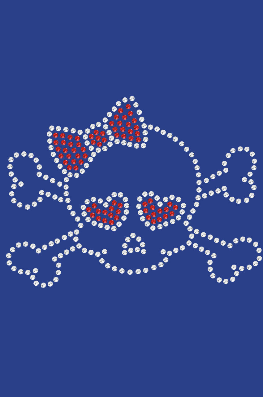 Skull with Red Bow - Womens T-shirt
