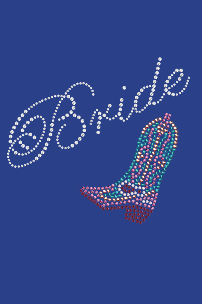 Bride with Pink/Turquoise Cowboy Boot- Womens T-shirt