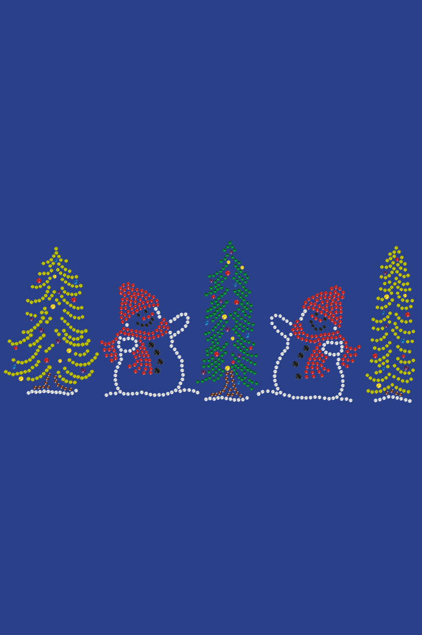 Two Snowmen in Trees - Womens T-shirt