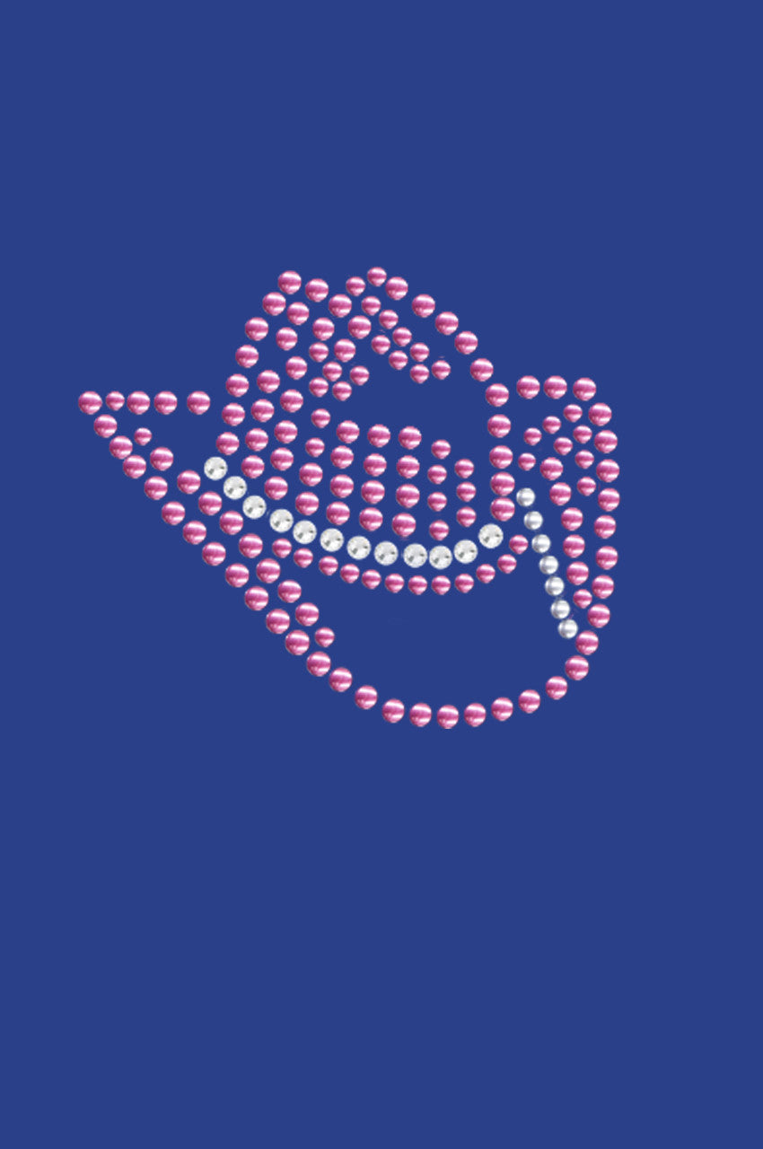 Pink Austrian crystal Cowgirl Hat - Womens T-shirt