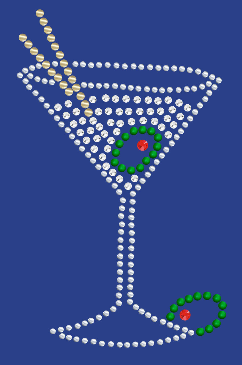 Martini (Silver Rhinestone)- Womens T-shirt