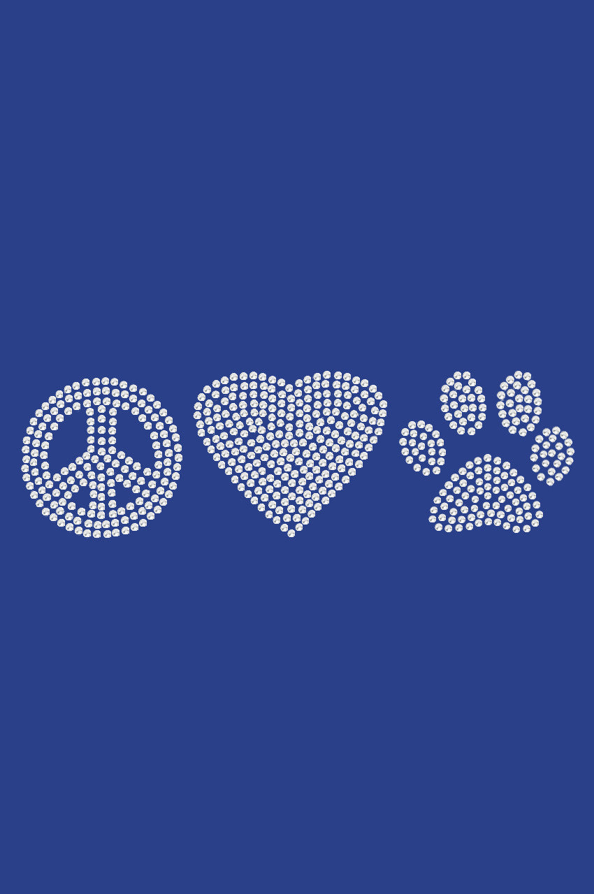Peace, Love Paw (Rhinestone) - Womens T-shirt