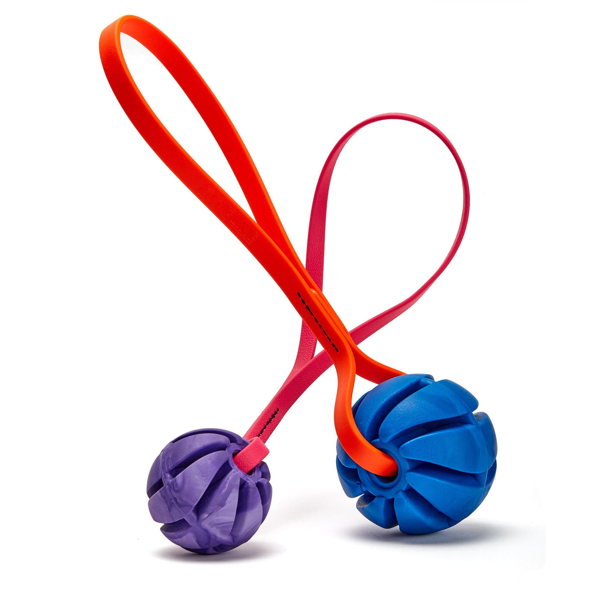 Dogline Rubber Spiral Ball with BioThane Handle