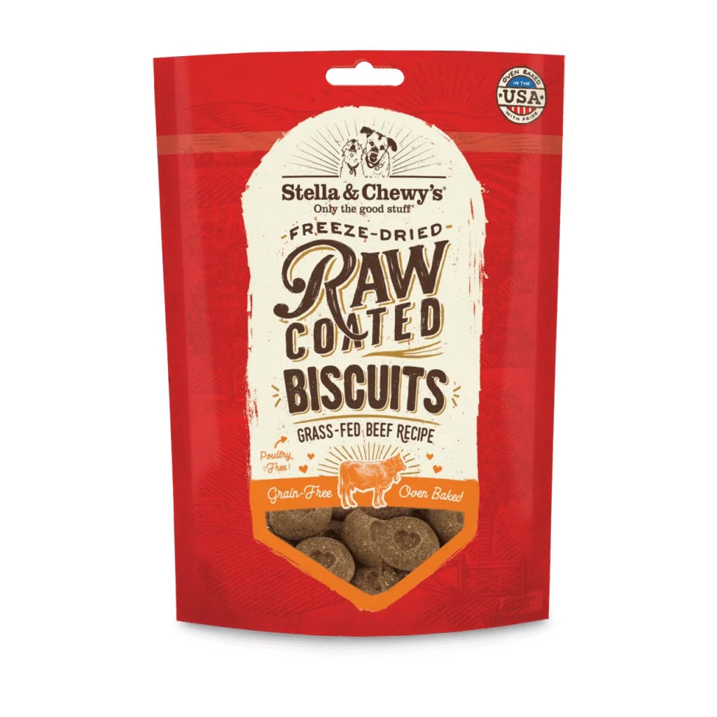 Stella & Chewys Raw Coated Biscuit Beef Dog Treats (9oz)