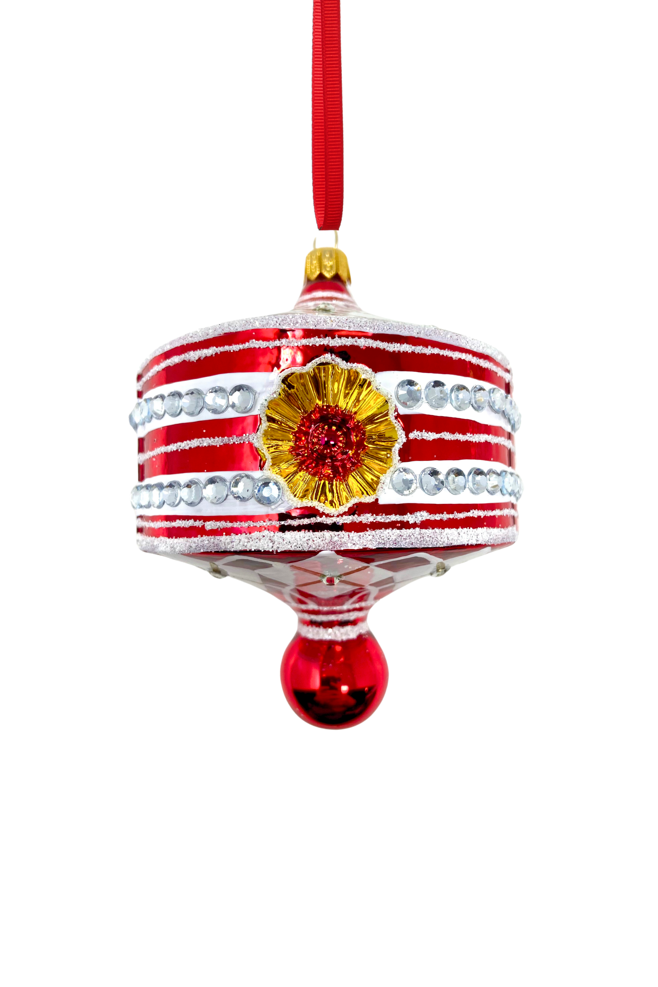 Red Harlequin Lantern Glass Ornament