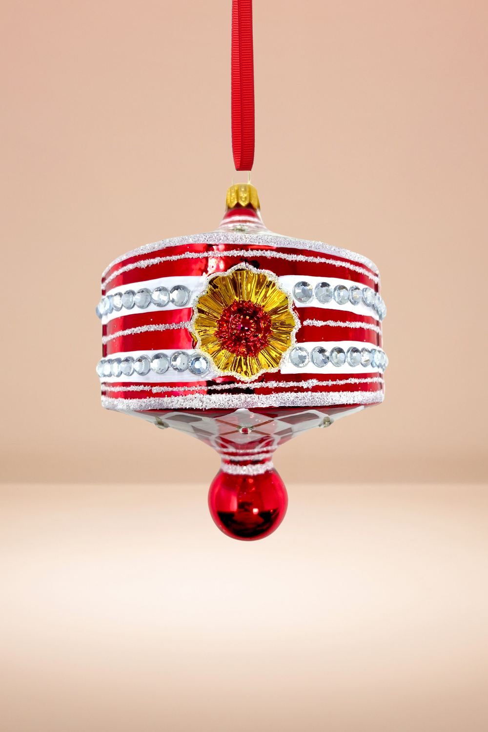 Red Harlequin Lantern Glass Ornament