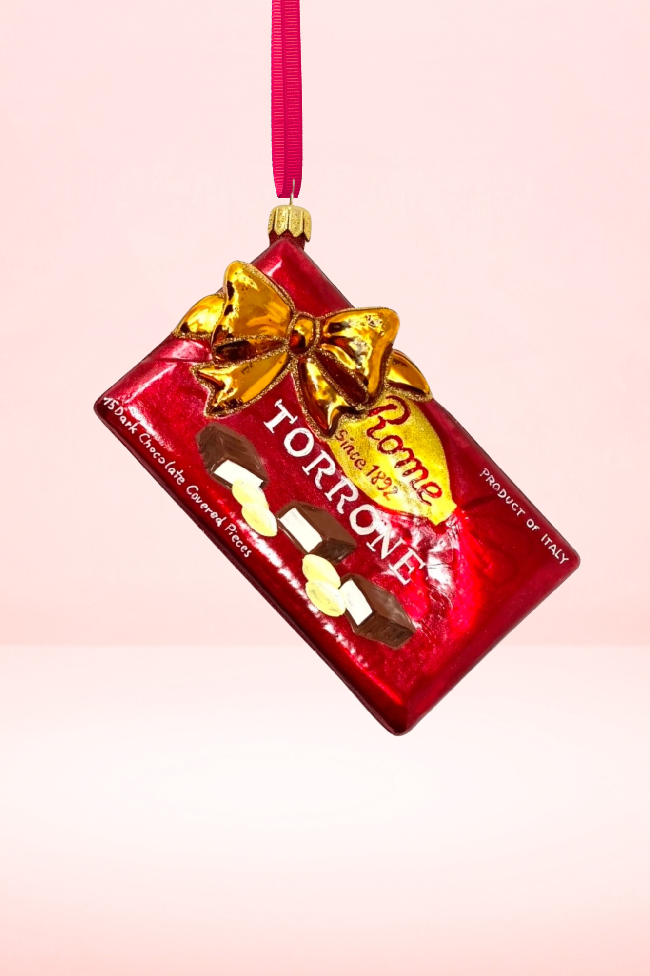 Red Torrone Candy Box Polish Glass Ornament