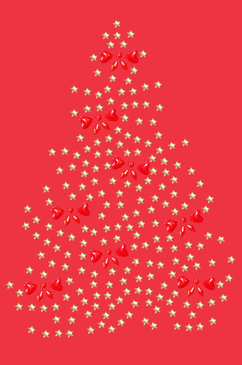 Gold Christmas Tree with Red Bows - Womens T-shirt