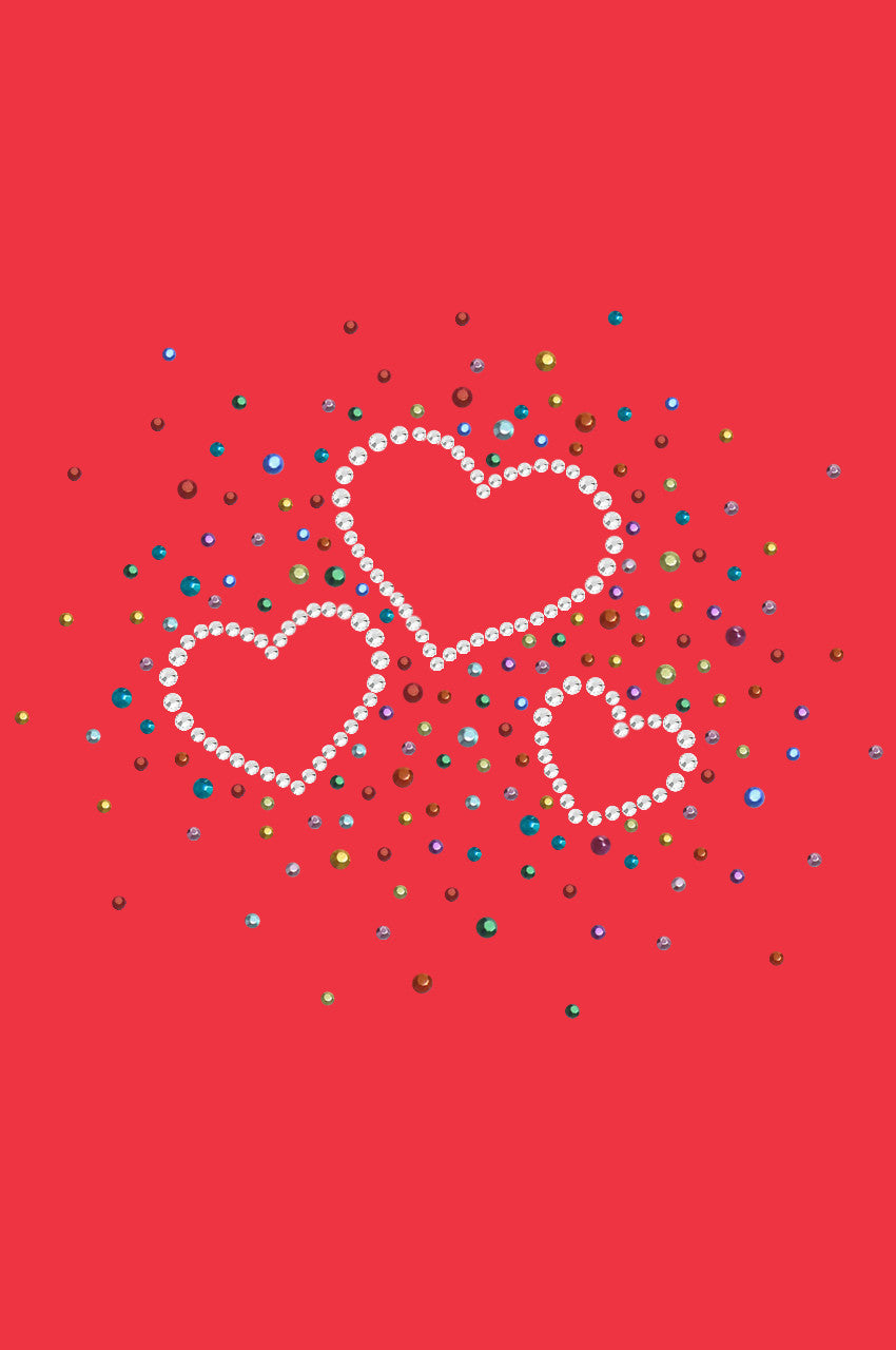 Three Hearts with Multicolored Studs - Women's T-shirt