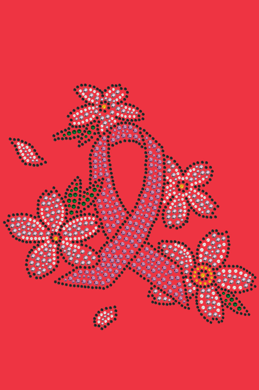 Pink Ribbon with Flowers - Womens T-shirt