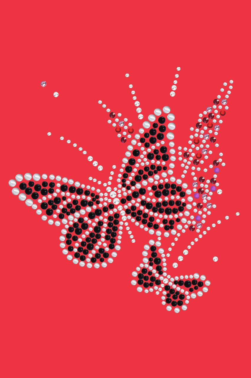 Black Butterfly with Flowers - Women's T-shirt