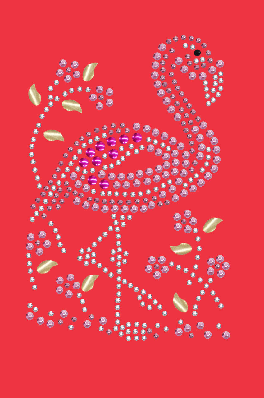 Pink Flamingo with Nailhead Flowers - Women's T-shirt