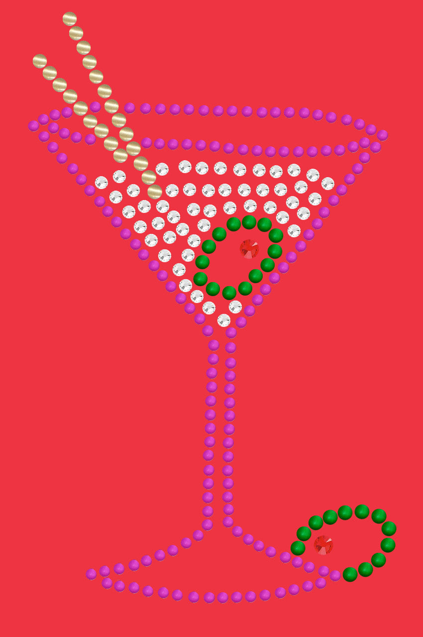 Martini (Fuchsia with Clear Rhinestones) - Women's T-shirt