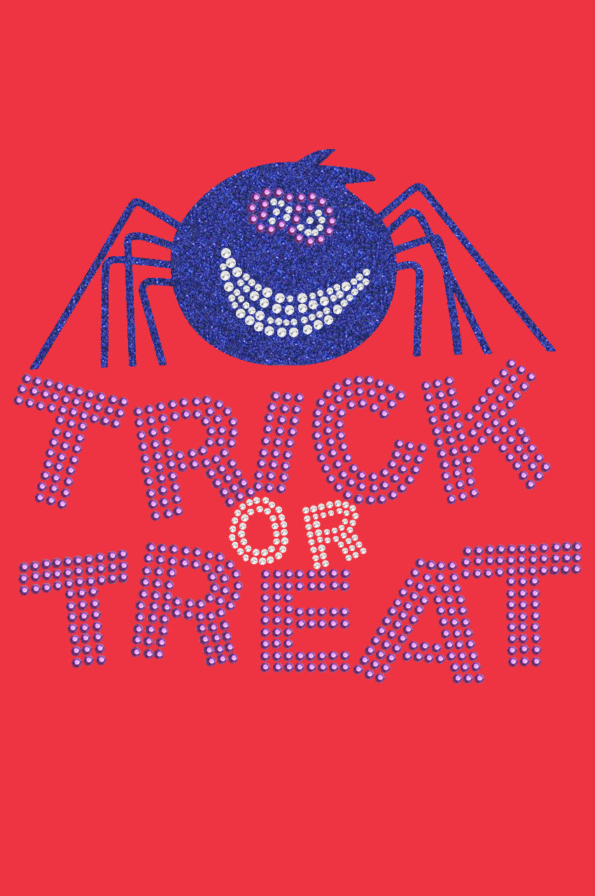 Trick or Treat with Blue Glitter Spider - Women's Tee