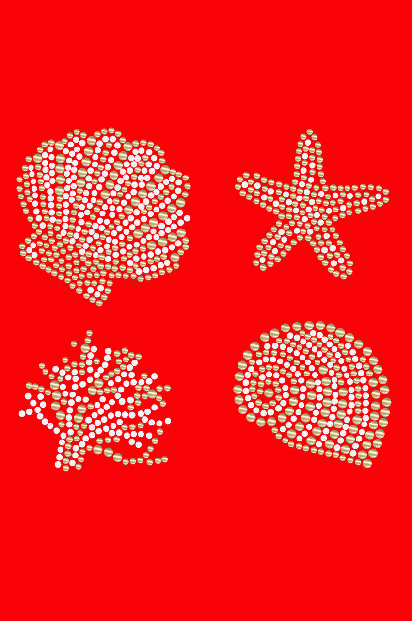 Gold & White Sea Shells - Bandanna