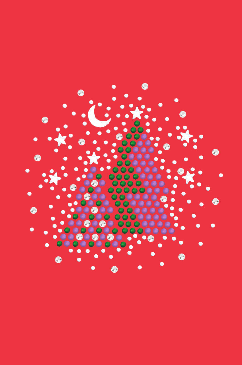 Purple & Green Christmas Trees with Austrian crystal Snowflakes - Womens T-shirt