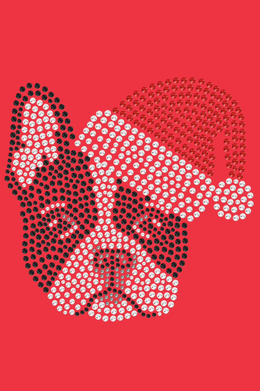 Boston Terrier with Santa Hat - Womens T-shirt