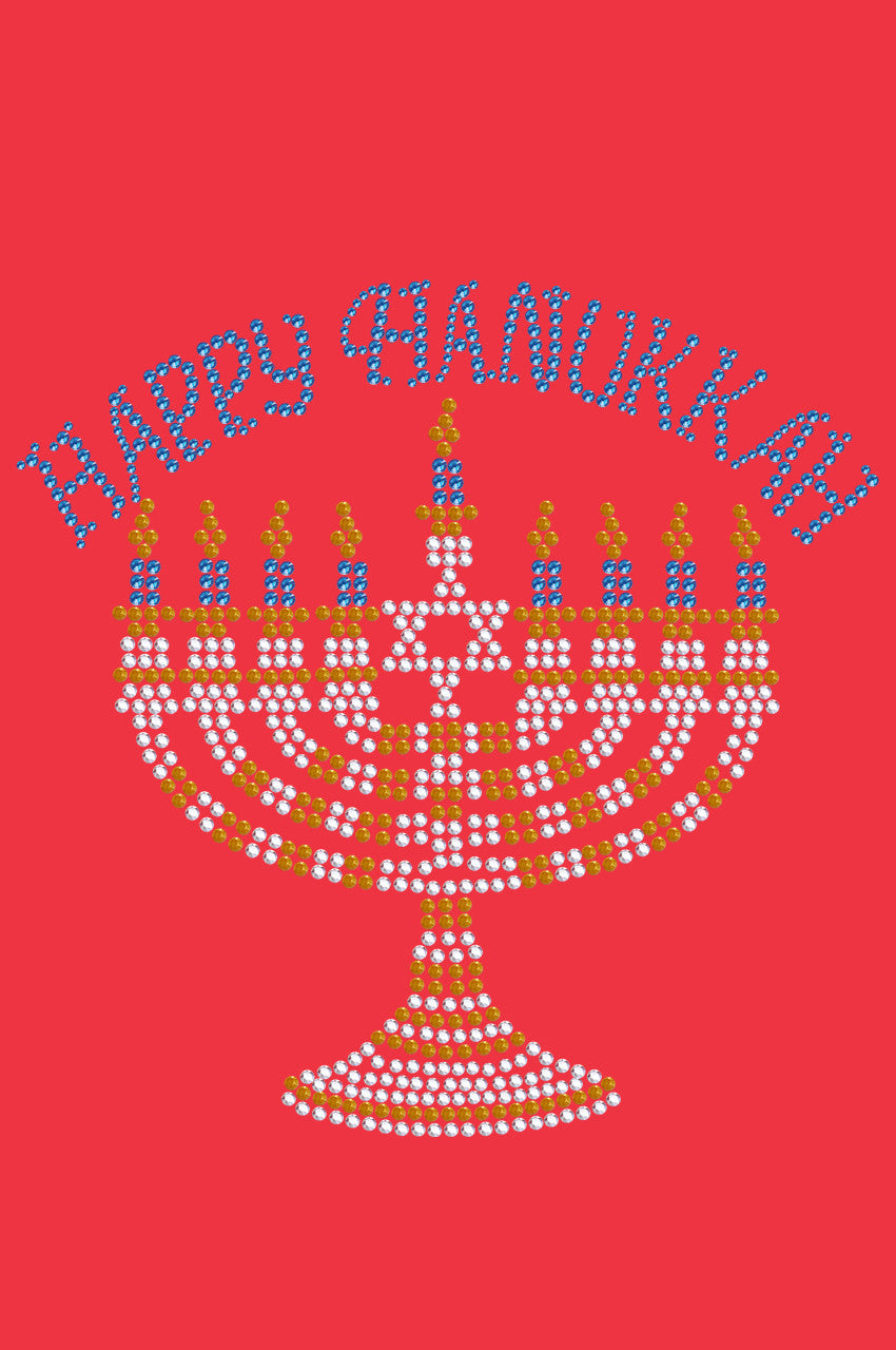 Menorah - Large (Blue, Silver, & Gold) - Women's T-shirt