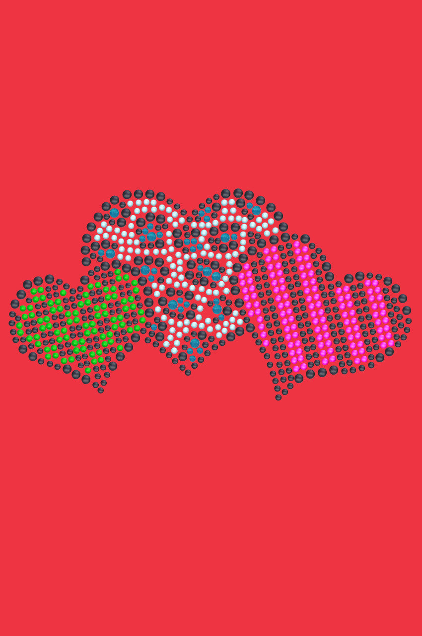 Leopard, Checks, & Stripes Multicolor Hearts - Womens T-shirt