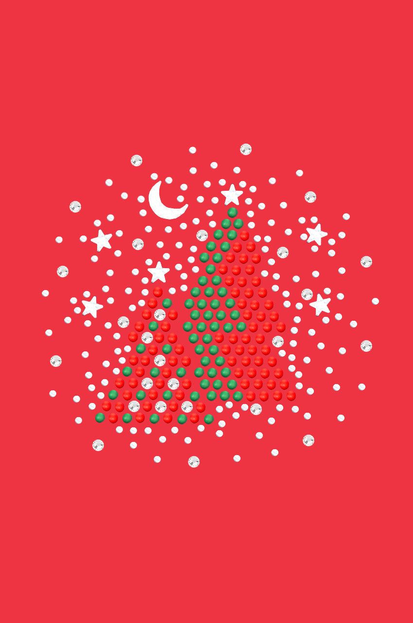 Red & Green Christmas Trees with Austrian crystal Snowflakes - Womens T-shirt