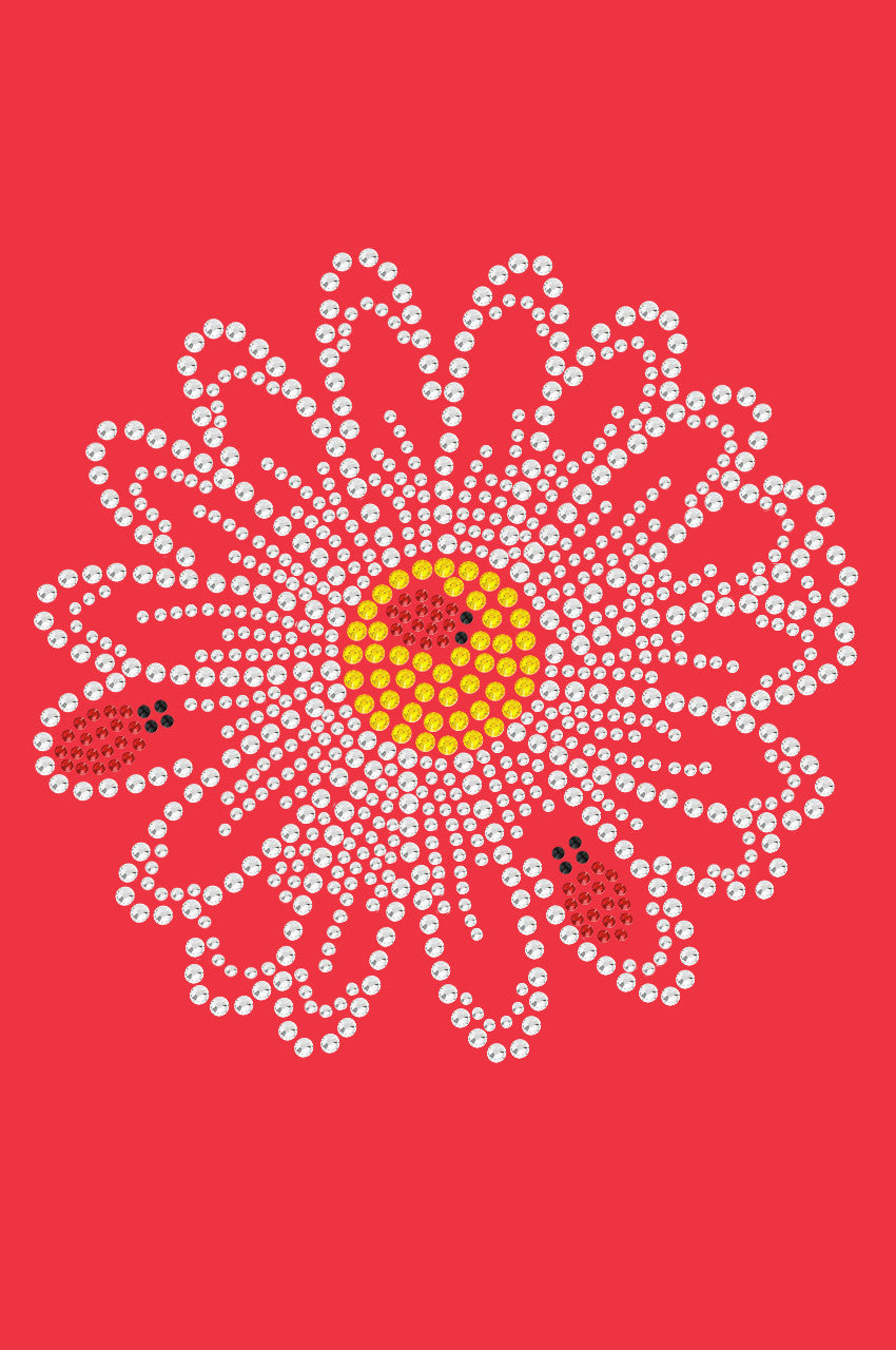 Large Daisy with Lady Bugs - Womens T-shirt