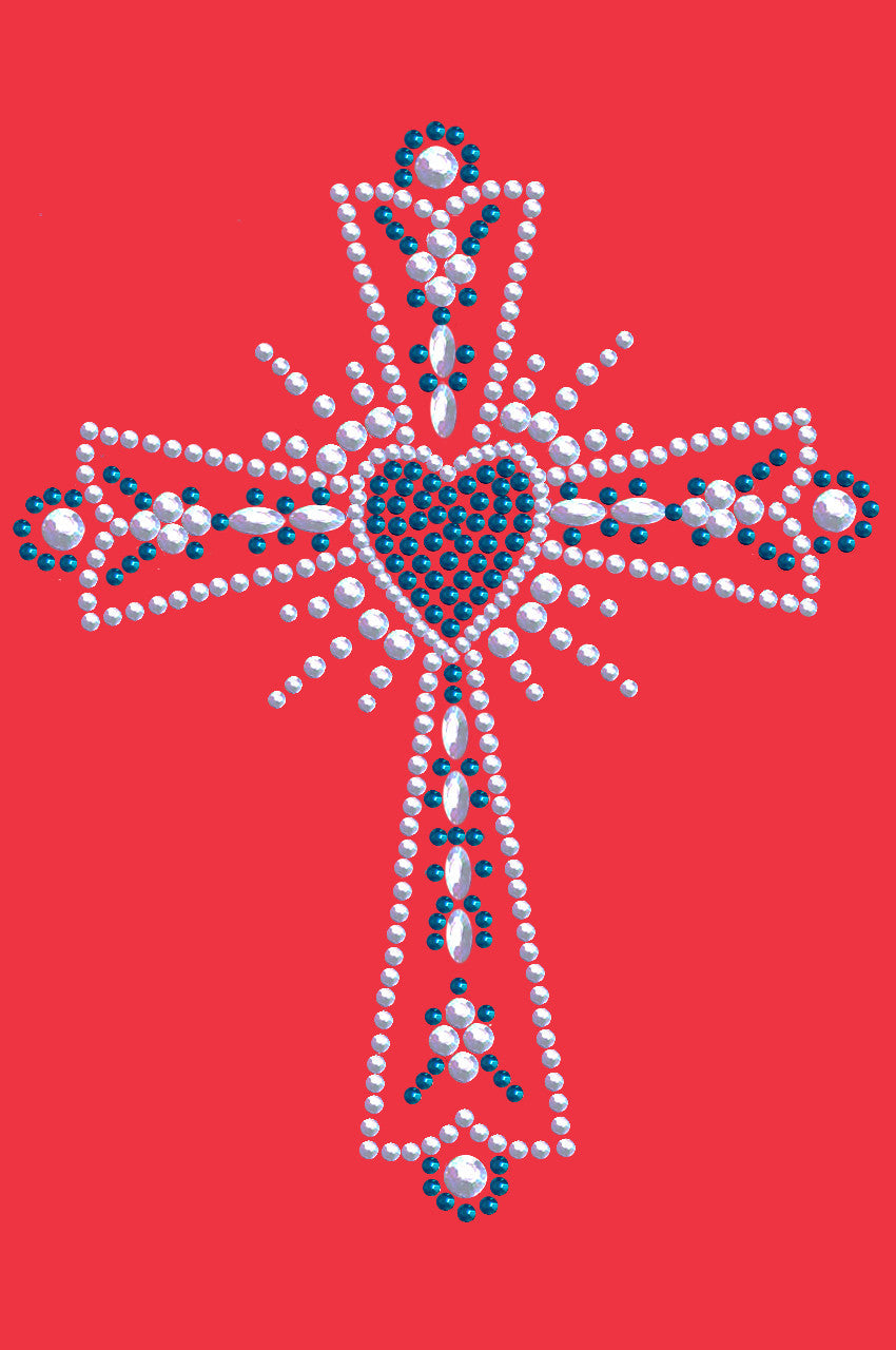 Cross (Silver & Blue) - Womens T-shirt
