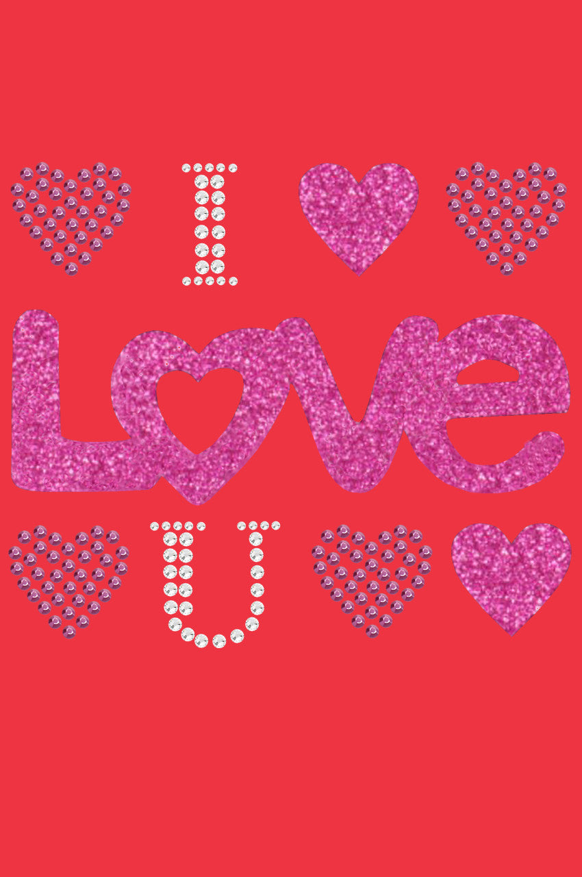 I Love You Pink Glitter - Womens T-shirt