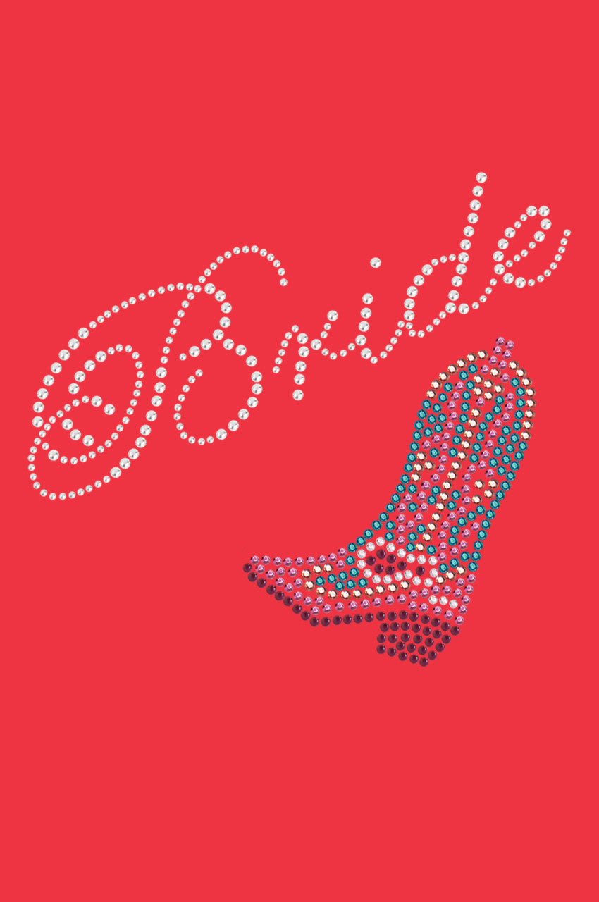 Bride with Pink/Turquoise Cowboy Boot- Womens T-shirt