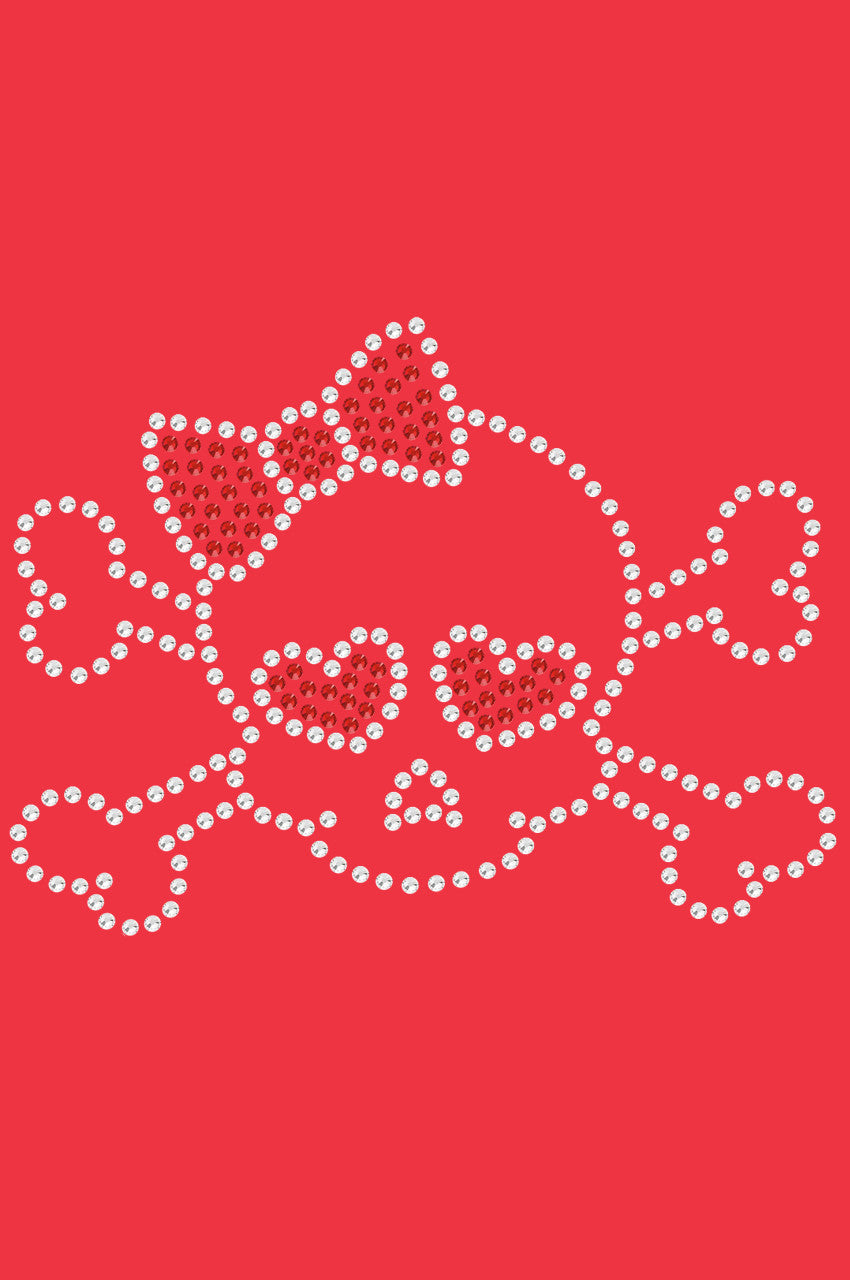 Skull with Red Bow - Womens T-shirt