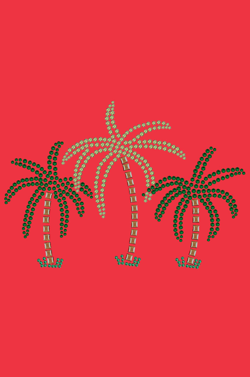 Palm Trees (Green Rhinestones) - Womens T-shirt