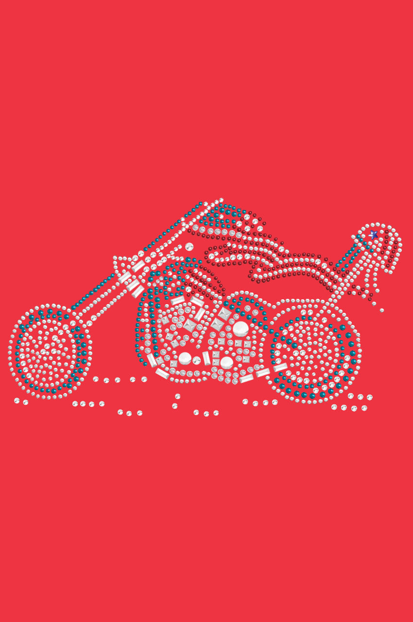 Motorcycle - Red, White, & Turquoise - Womens T-shirt