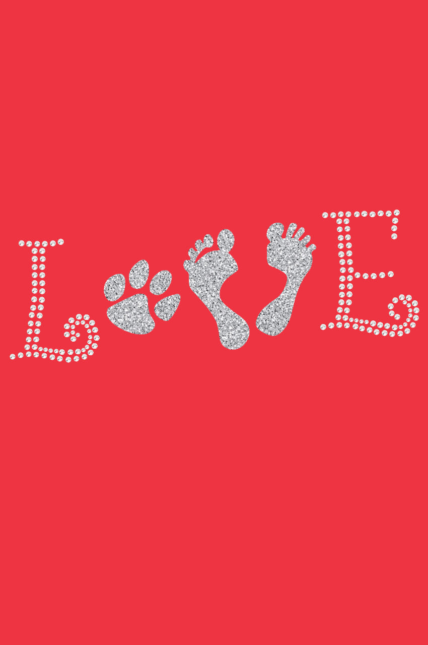 Love with Paw & Feet - Womens Tee