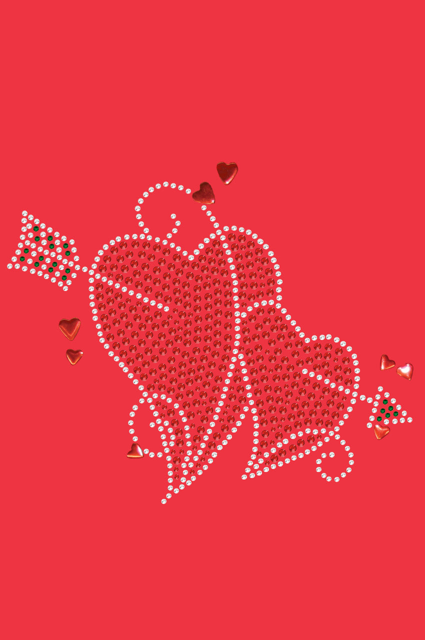 Red Rhinestone Hearts with Arrow - Womens T-shirt