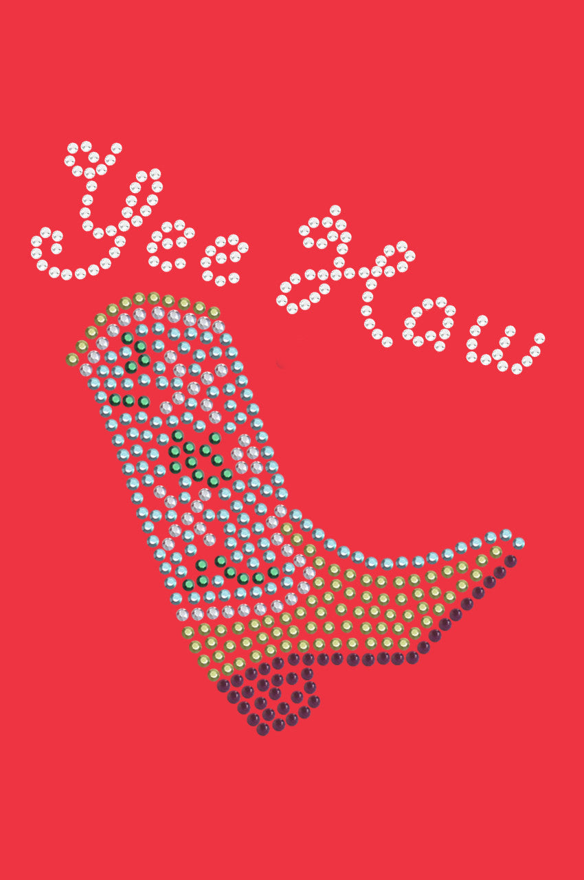 Boot (Green & Turquoise) with Yee Haw - Womens T-shirt