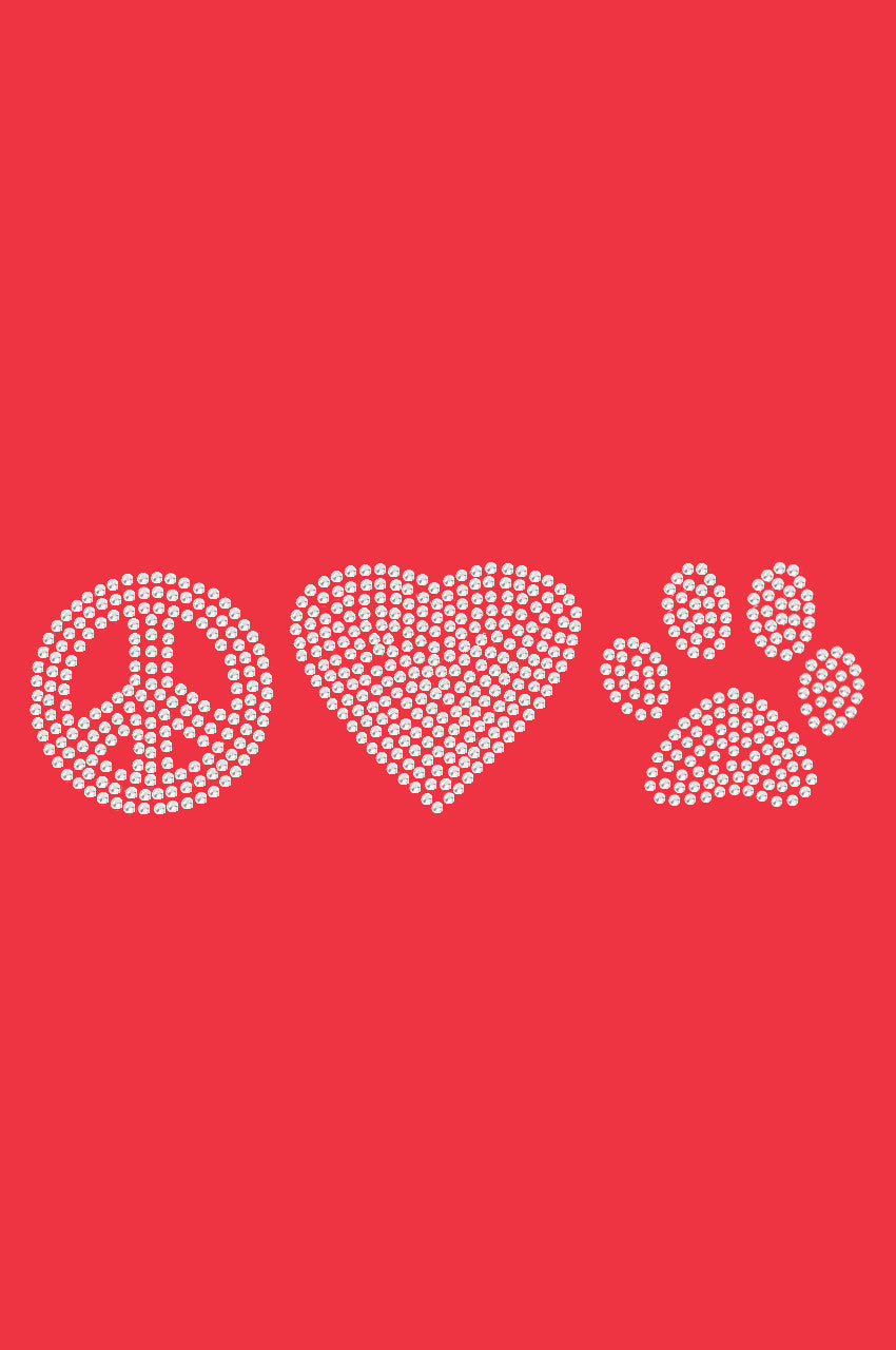Peace, Love Paw (Rhinestone) - Womens T-shirt