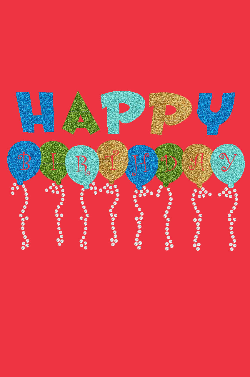 Happy Birthday Balloons (Blue) - Womens T-shirt