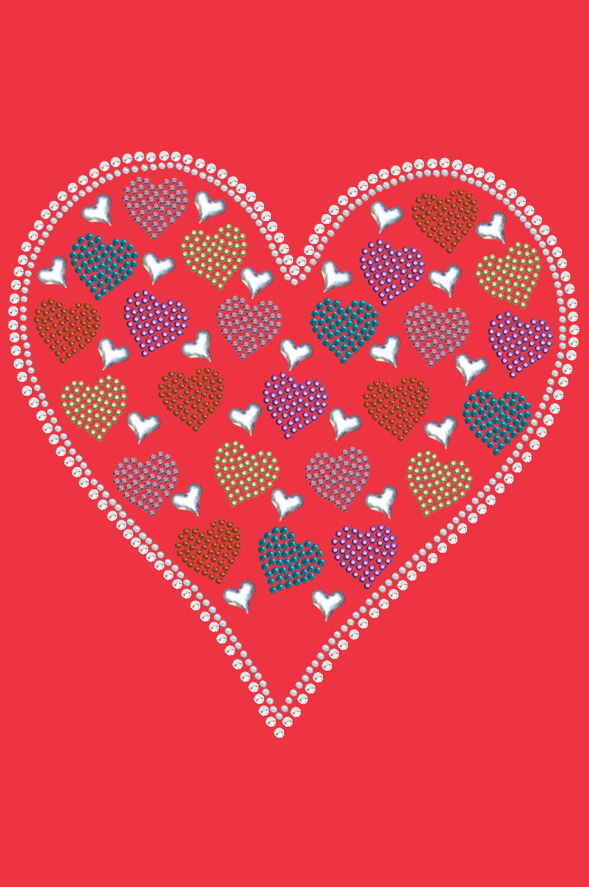 Heart with Multicolor Rhinestud Hearts - Women's T-shirt