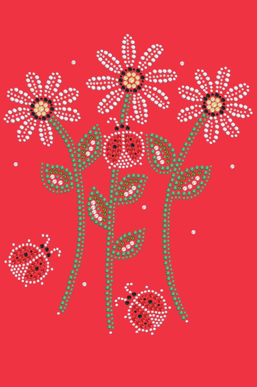 Daisies with Lady Bugs - Womens T-shirt
