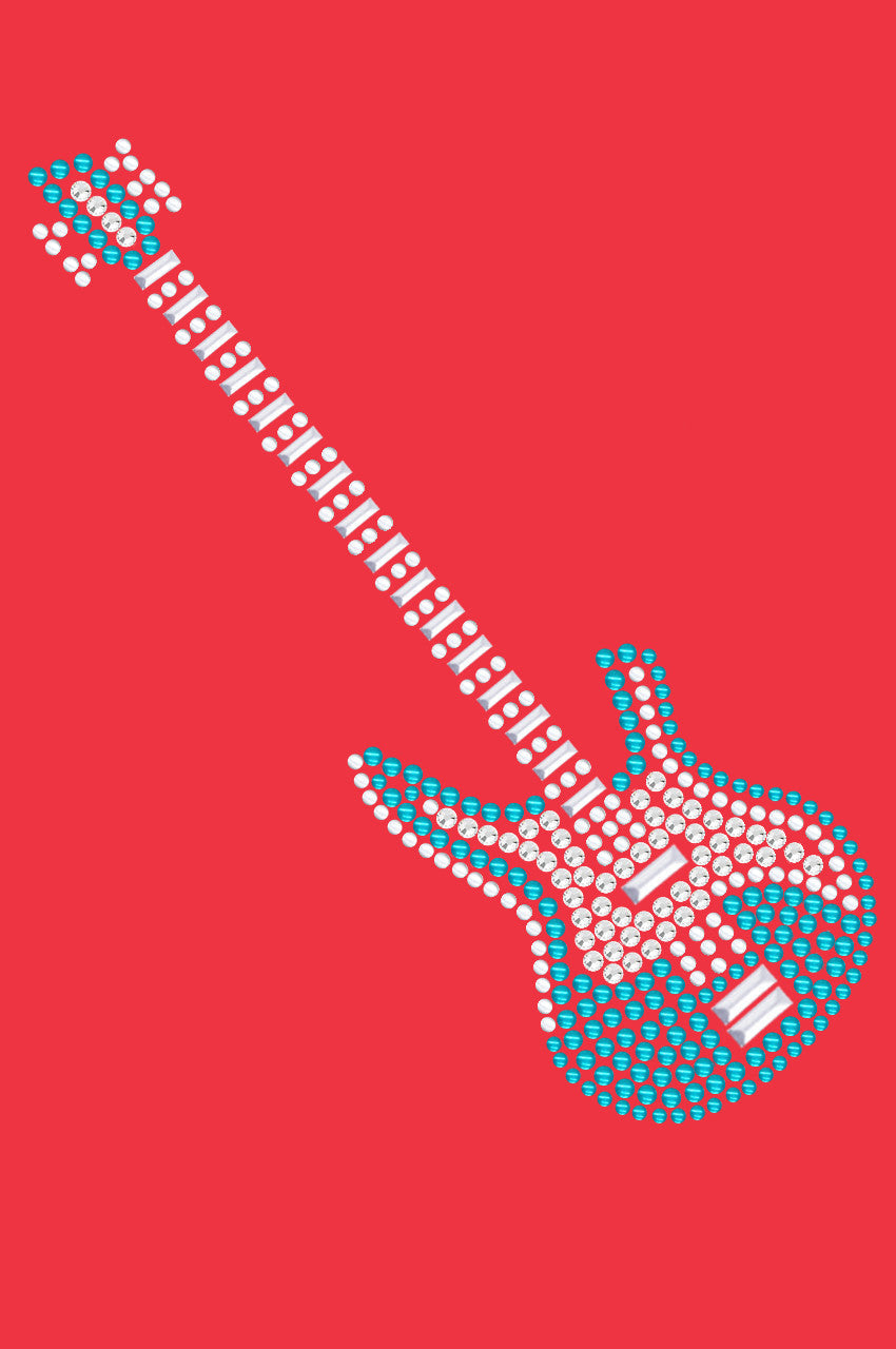 Guitar (Blue Austrian crystal) - Womens T-shirt