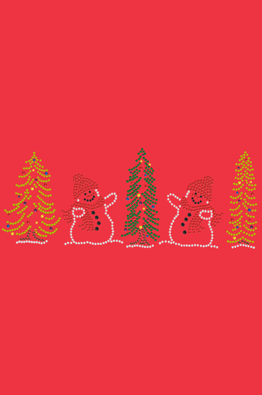 Two Snowmen in Trees - Womens T-shirt