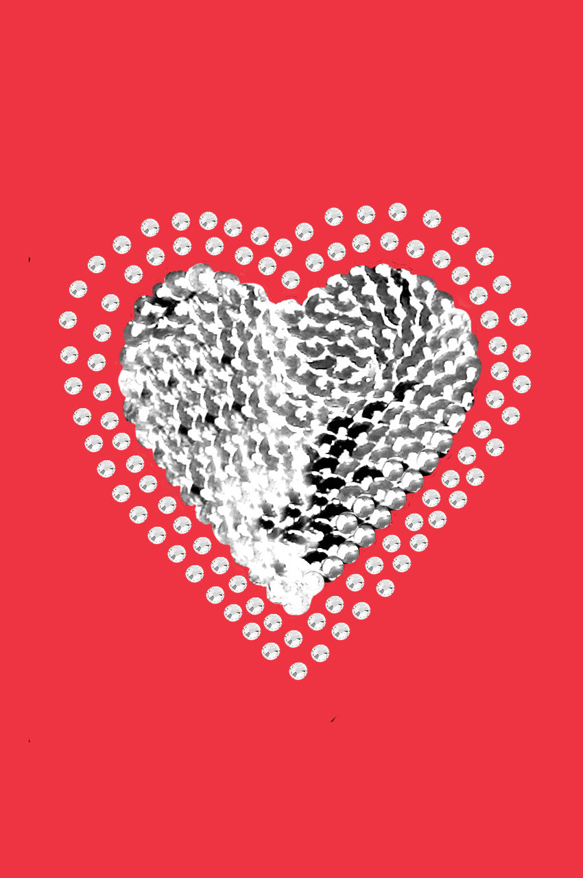 Sequin Silver Heart - Womens T-shirt