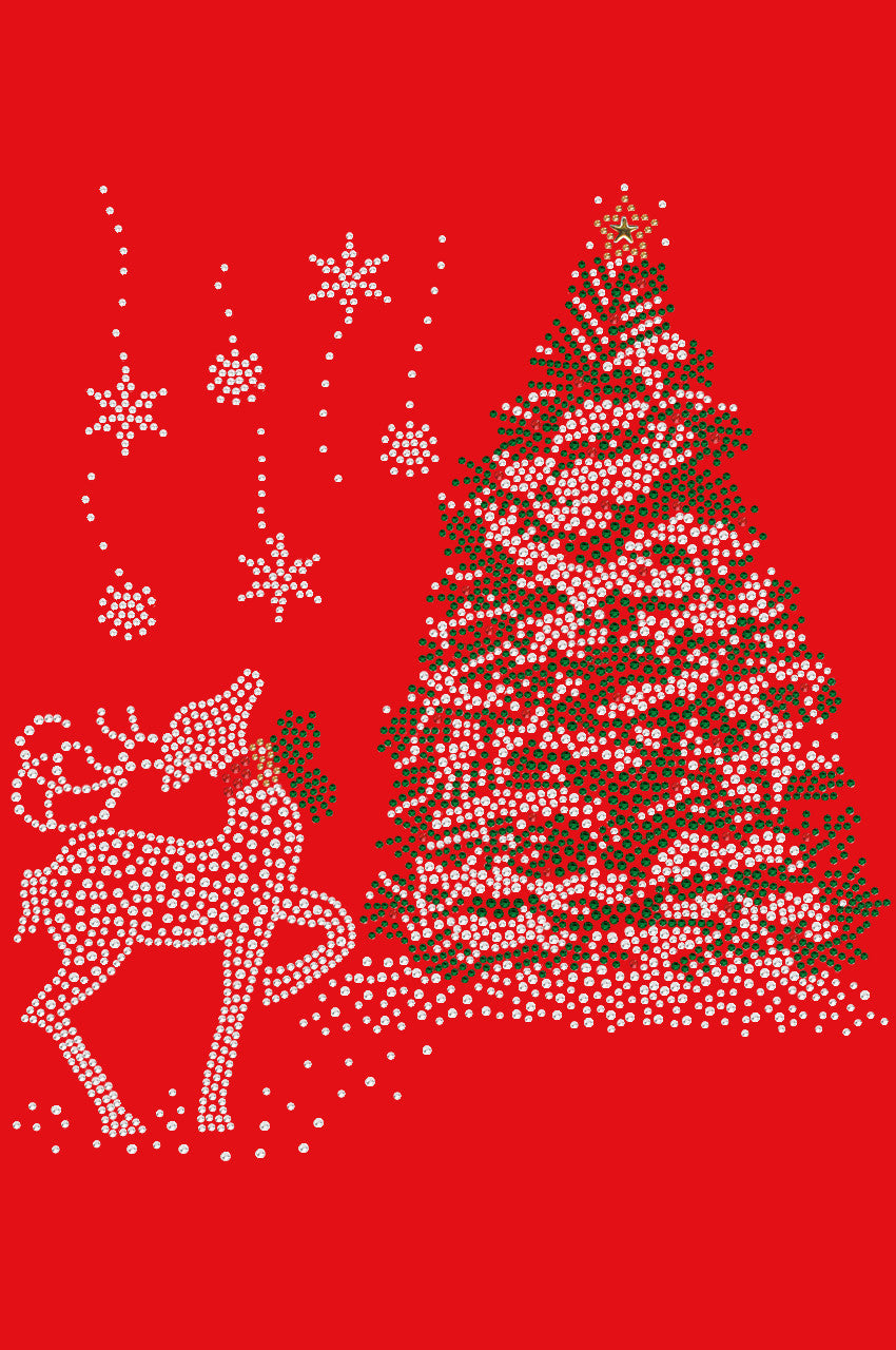 Christmas Tree with Reindeer - Womens Tee