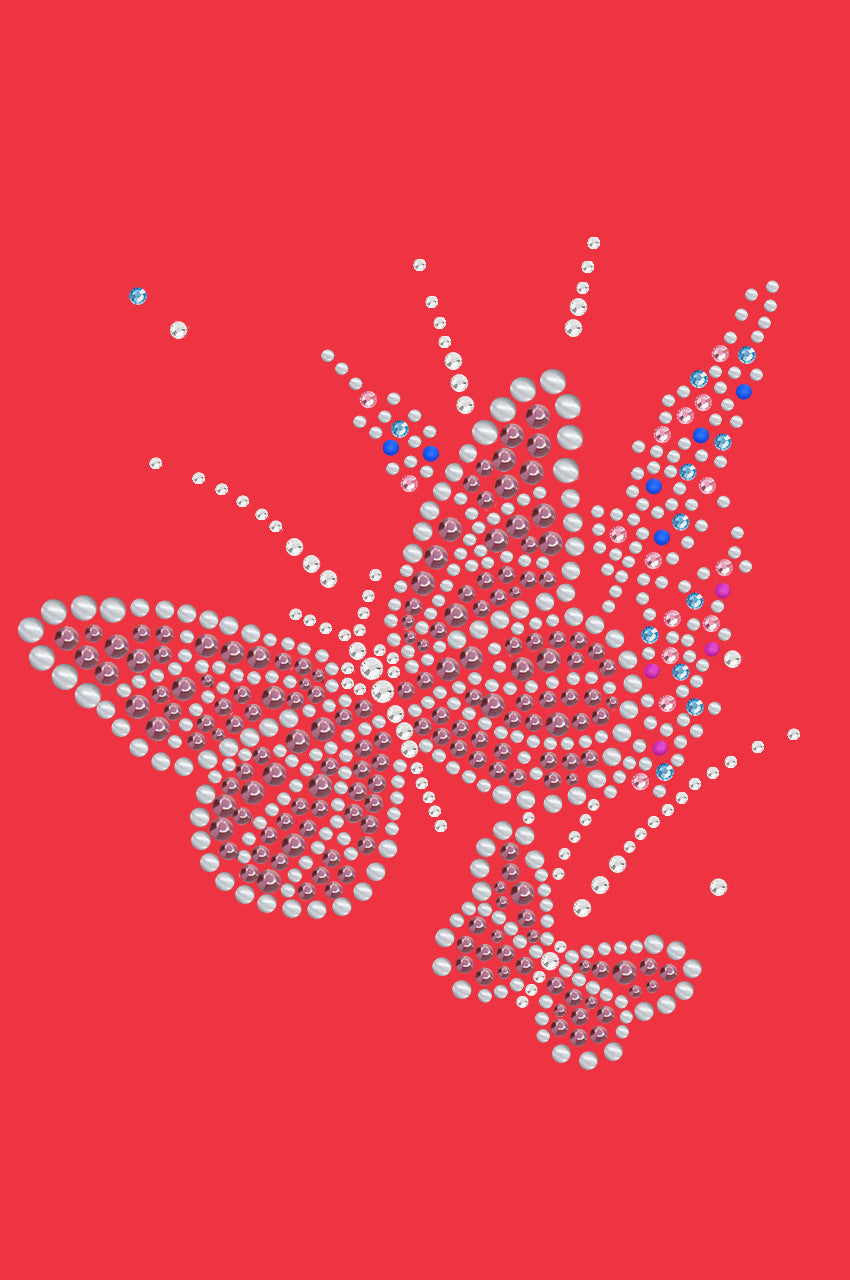 Pink Butterfly with Flowers - Womens T-shirt