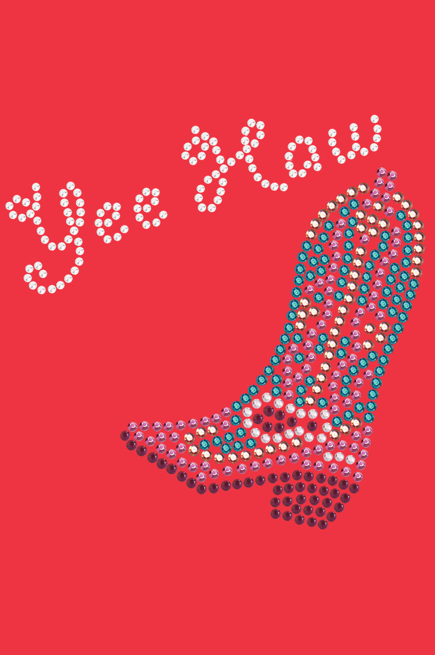 Boot (Pink & Turquoise) with Yee Haw - Womens T-shirt